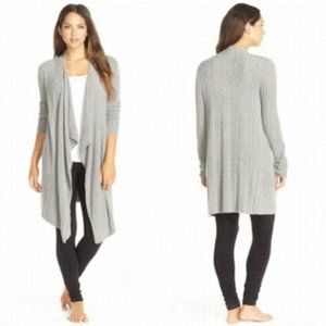𝅺barefoot Dreams Gray Taupe Cable Knit Open Front Cardigan